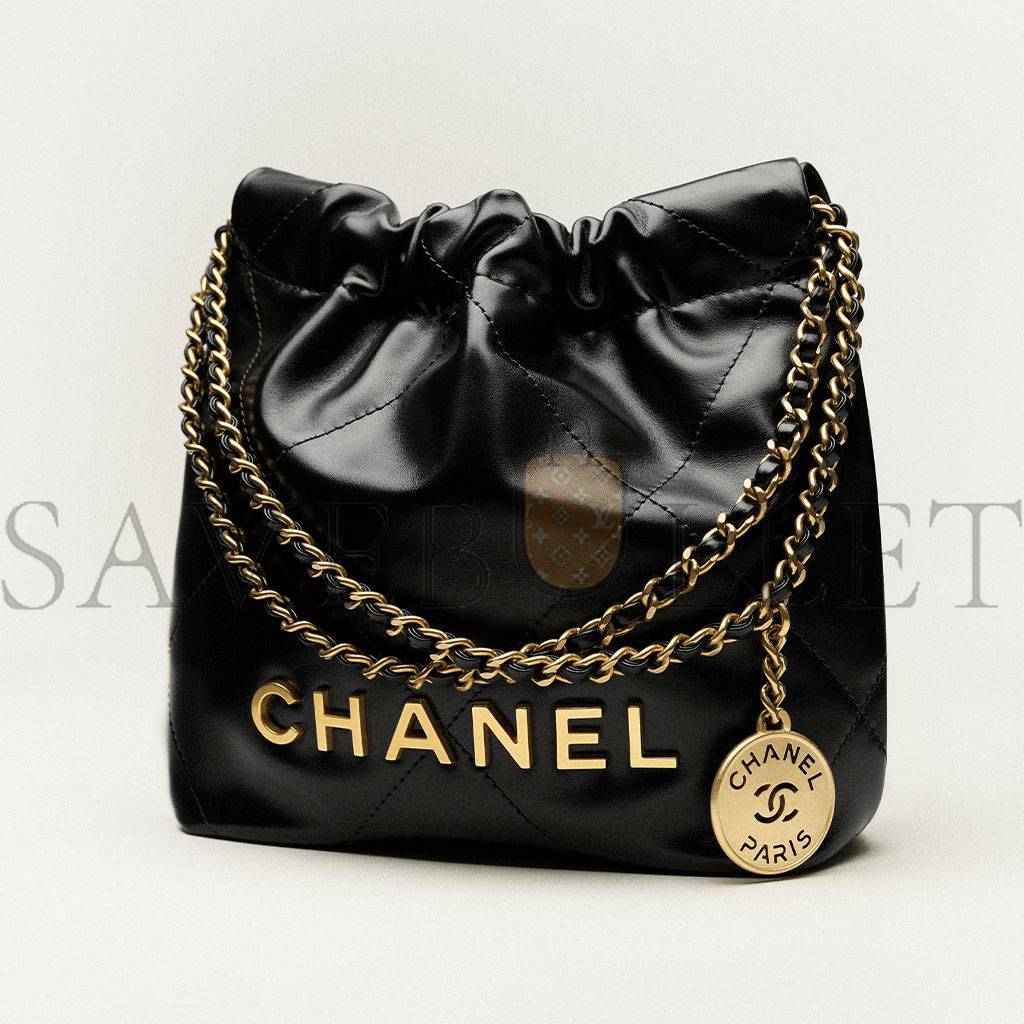 CHANEL MASTER 22 BLACK MINI HANDBAG AS3980 (20*19*6cm)